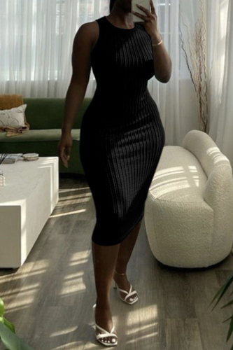 Casual Solid Basic O Neck Sleeveless Dresses
