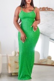 Casual Solid Backless Spaghetti Strap Long Plus Size Dresses