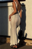 Sexy Vacation Solid Backless Spaghetti Strap Long Dresses