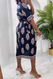 Casual Street Daily Elegant Vacation Mixed Printing Printing Contrast V Neck Dresses