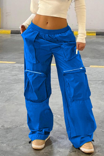 Casual Solid Basic Regular Mid Waist Conventional Solid Color Trousers
