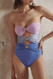 Sleeveless Backless Hollowed Out Cami One-Piece Swimsuit and High Slit Ruched Maxi Skirt Vacation Beach Matching Set