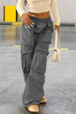 Casual Solid Basic Regular Mid Waist Conventional Solid Color Trousers