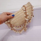 Casual Vacation Patchwork Pearl Weave Bags