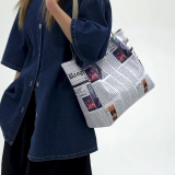 Daily Print Patchwork Zipper Bags