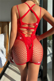 Sexy Living Patchwork Hot Drilling Hollowed Out See-through Backless Lingerie