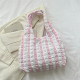 Casual Simplicity Plaid Solid Fold Contrast Bags