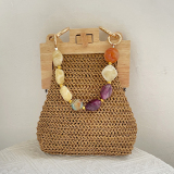 Casual Vintage Vacation Patchwork Weave Bags