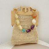 Casual Vintage Vacation Patchwork Weave Bags