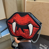 Casual Plaid Patchwork Lips Sequins Bags
