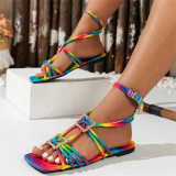 Women Casual Comfortable Rainbow Color Summer  Beach Sandals