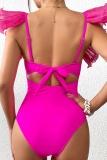 Sexy Patchwork Hollowed Out Frenulum Backless Swimwears (With Paddings)