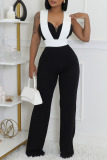 Casual Daily Elegant Vacation Patchwork Contrast Regular Jumpsuits