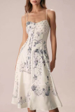 Celebrities Elegant Floral Patchwork Sling Dresses
