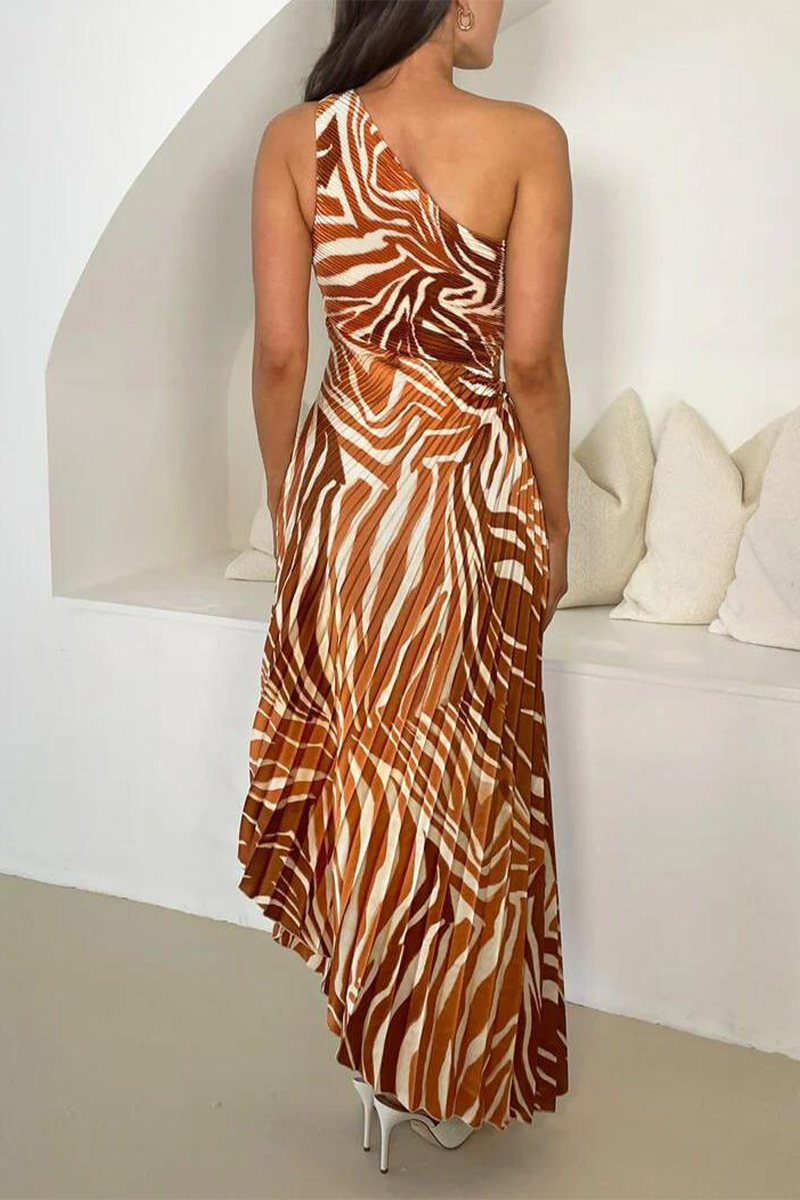 Shell Print Sling Pleated Holiday Maxi Dress main image 1