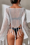 Sexy Casual Solid Tassel Hollowed Out Swimwears Cover Up