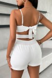 Flower Shape Sleeveless Cami Crop Top and Shorts Vacation Matching Set