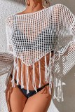 Sexy Casual Solid Tassel Hollowed Out Swimwears Cover Up