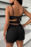 Sexy Casual Solid Bandage Backless Spaghetti Strap Sleeveless Two Pieces