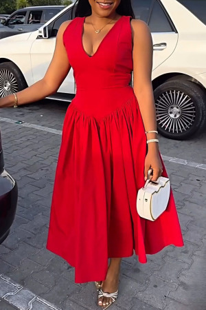 Casual Street Daily Elegant Simplicity Solid Color V Neck Dresses