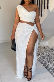 Casual Street Daily Elegant Vacation Slit One Shoulder Sleeveless Two Pieces