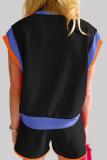 Casual Sportswear Solid Contrast O Neck Two Pieces