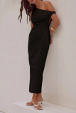 Sexy Solid Asymmetrical Oblique Collar One Step Skirt Dresses