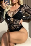 Sexy Solid Hollowed Out See-through Hot Drill Lingerie