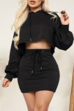 Casual Basic Hooded Collar Long Sleeve Two Pieces