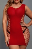 Sexy Living Solid Hollowed Out Backless O Neck Plus Size Sleepwear