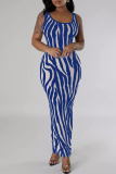 Zebra Print Sleeveless U Neck Vacation Daily Bodycom Maxi Dress