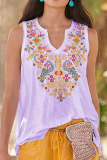 Casual College National Totem Patchwork V Neck Tops