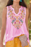 Casual College National Totem Patchwork V Neck Tops
