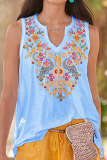 Casual College National Totem Patchwork V Neck Tops