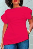 Casual Solid Patchwork Slit Zipper O Neck T-Shirts