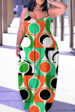 Sexy Casual Print Backless Spaghetti Strap Long Dresses