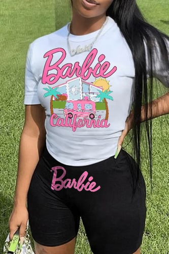 Casual Print Basic O Neck Plus Size Two Pieces