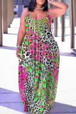 Sexy Casual Print Backless Spaghetti Strap Long Dresses