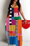 Sexy Casual Print Backless Spaghetti Strap Long Dresses