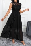 Casual Solid Patchwork Half A Turtleneck Long Dresses