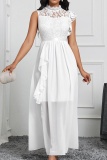 Casual Solid Patchwork Half A Turtleneck Long Dresses