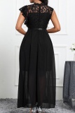 Casual Solid Patchwork Half A Turtleneck Long Dresses