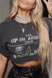 Casual Print Basic O Neck T-Shirts