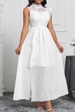 Casual Solid Patchwork Half A Turtleneck Long Dresses