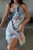 Casual Print Patchwork V Neck Sleeveless Dresses