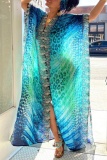 Casual Print Patchwork Swimwears Cover Up (Subject To The Actual Object)