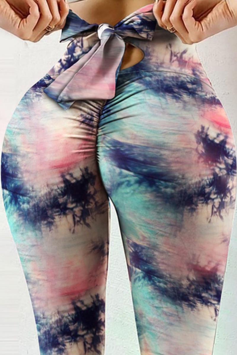 Sportswear Tie Dye Bandage Patchwork 3 Piece Sets(With Paddings) main image 1