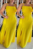 Casual Street Daily Elegant Vacation Simplicity Slit Solid Color Spaghetti Strap Dresses