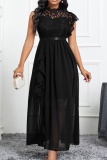 Casual Solid Patchwork Half A Turtleneck Long Dresses