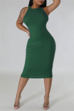 Casual Solid Basic O Neck Sleeveless Dresses